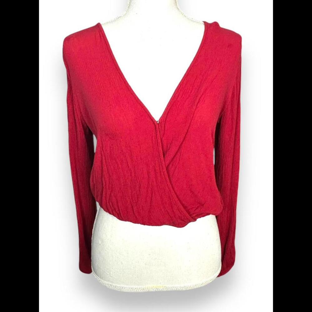 Forever21 Red Long Sleeve Top with Lace Back M
